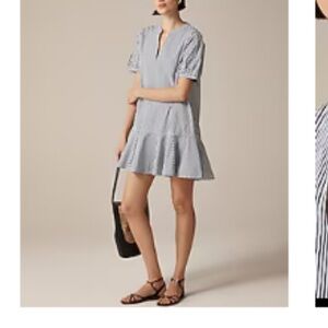 J. Crew Blue and White Striped Midi Dress